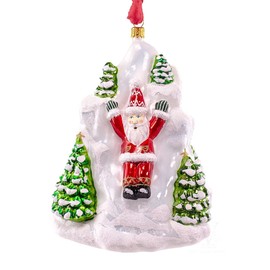 Vaillancourt Folk Art Santa Sliding Down Mountain