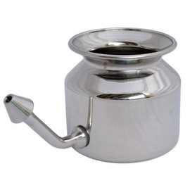 HealthGoodsAU - High Grade Stainless Steel Neti Pot With 5 Sachets of Neti Salt and Instruction Leaflet | Sinus Remover Neti Pot