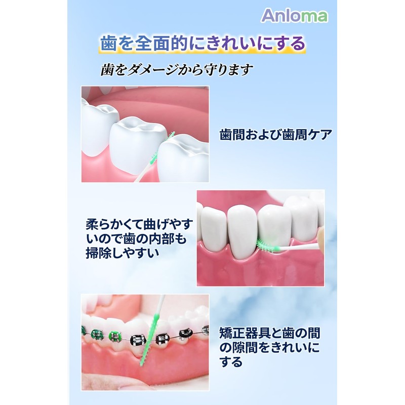 Anloma SSS-S Interdental Brush, 150 Pieces, Ultra Dense Shikan Brush,