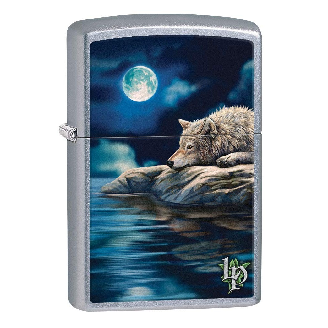 Zippo Lighter: Wolf Under Moonlight by Lisa Parker - Street Chrome 80331