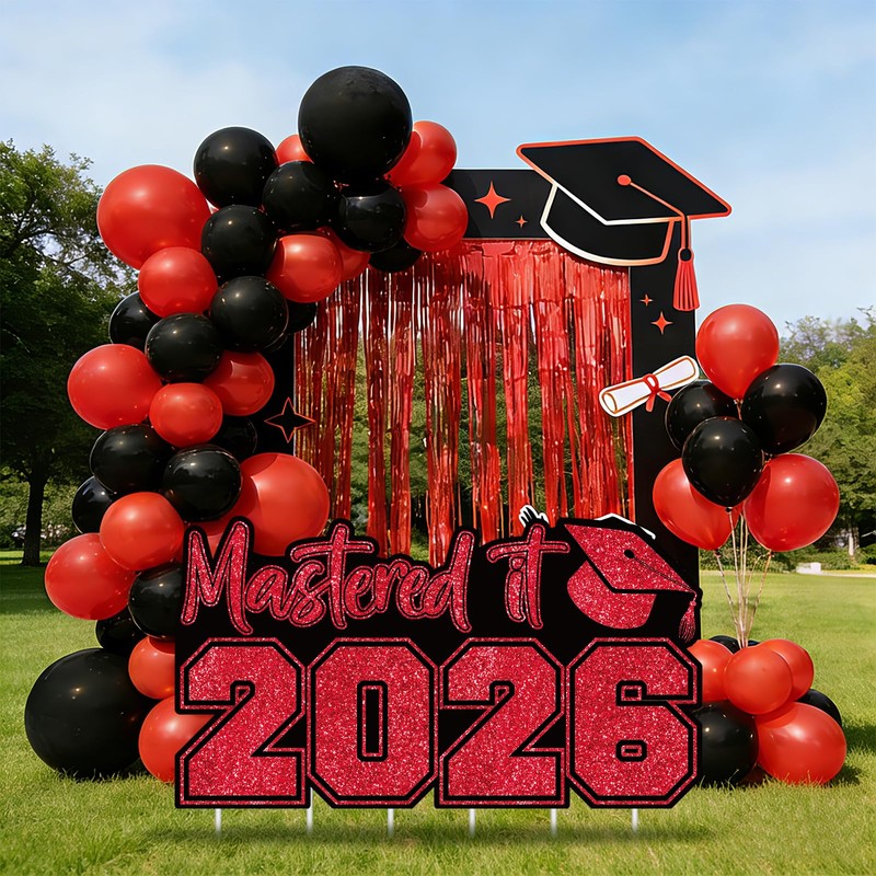 Mastered It 2026 Graduation Yard Sign with Stakes - Black