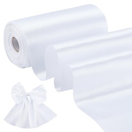 PH PandaHall 30 m 15 cm Wide White Satin Ribbon Outdoor Ribbon Holiday Ribbon Solid Fabric Double Face Satin for Easter Decoration, Wedding, Valentine's Day, Car, Bow, Flower Crafts, Clothing