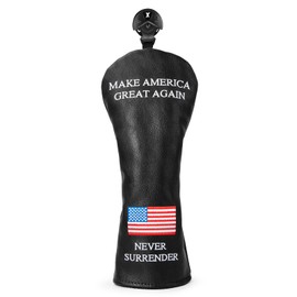 Golf Headcovers Golf Club Head Covers MAGA Style Elegant Embroidery Premium Leather Driver Fairway(FW) Wood Hybrid(UT) with Number Tags, 3 Wood Headcover Set