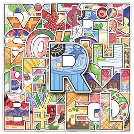 Pack of 51 Alphabetic Animals Stickers Car Laptop Phone Guitar Skateboard Motorcycle Bicycle Animals Stickers Set Vinyl Waterproof Aesthetic Stickers for Teenagers Children Adults