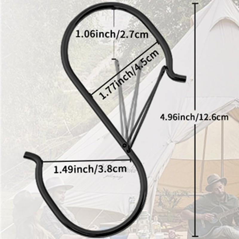 HCTESCO Heavy Duty Large S Hooks, 4.96 inch, Black, Set