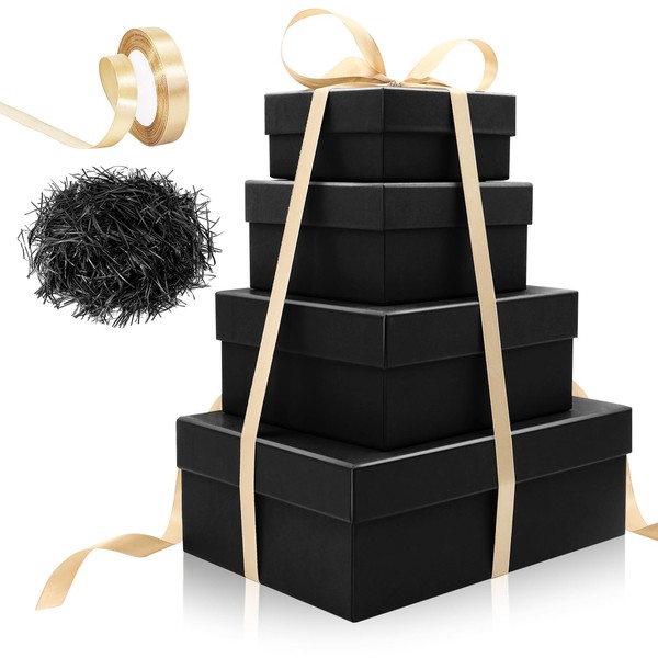 4Pack Square Nesting Gift Boxes with Lids, Proposal Box Cardboard
