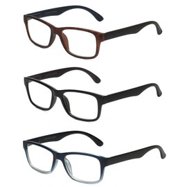 Calabria Beene Reading Glasses +1.50 Black,Blue Crystal,Tortoise Havana 3 Pack Gift Box Mens Readers Fashion Trendy Eyeglass