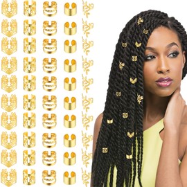 50 pcs Gold Hair Clip Jewelry Charms Braids Hair Accessories Dreadlock Adjustable Clip Beard Beads Cuffs Clip Decorations for Men Women Styling Tools