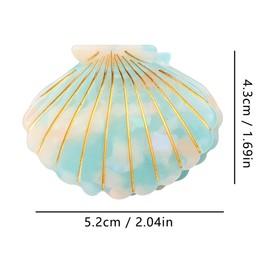Colorful Ocean Shell Hair Clip,Acetate Claw Clips,Hair Clips for Women,Cyan