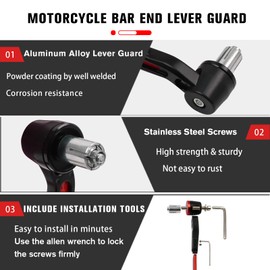 CHIFUN Motorcycle Lever Guard 7/8" 22mm Bar End Handguard Handlebar Brake Clutch Lever Protector Aluminum Hand Guard Replacement for Scooters Electric Bikes Dirt Bike ATV MX Enduro Motorcross(Silver)