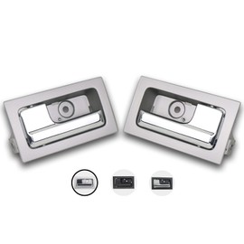 TQPONLY Interior Door Handle Front/Rear Left Driver& Right Passenger Side (Gray Housing+Chrome Lever) Compatible with 2009-2014 Ford F150 Replaces 9L3Z1522601CB 90826 9L3Z1522600CB 90825