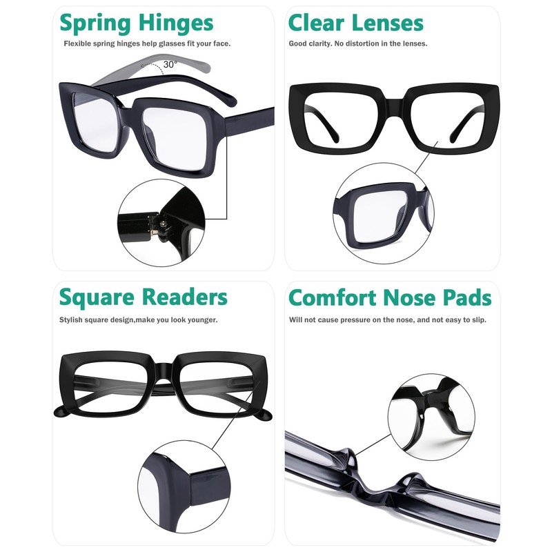 Eyekepper Pack of 4 Stylish Glasses for Women - Black