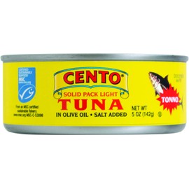 Cento Solid Packed Tuna in Olive Oil, 5 Ounce (Pack of 12)