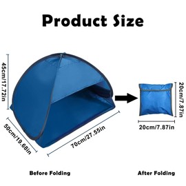 Blue Mini Head Tent, Size M Pop-Up Beach Tent, Beach Shelter, Pop Up Mini, Portable Headrest Tent, Sun Tent, Beach UV Protection, Sun Protection, Windproof, Shade Tent for Picnic, Beach, Camping