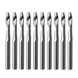 HOZLY 1/8 Shank CNC Router Bits O Flute End Mill Single Flute Spiral Router Bit Up Cut Milling Cutter with 1/8 Inch Cutting Diameter Router Bit Set for Aluminum Cutting Pack of 10 (3.175x3.175x17mm)