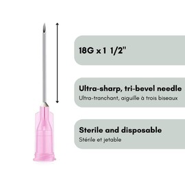 Elimedical Disposable Needle for Animal, Pet and Industrial Dispensing, 18G x 1 1/2", 100pcs/box NDL1838