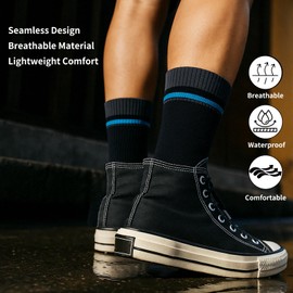 PEAKSEAL Waterproof Socks for Men and Women，Moisture Wicking Thermal Outdoor Socks for Cold Weather, Trekking, Snow Sports (US, Alpha, X-Large, Regular, Regular, Blue)