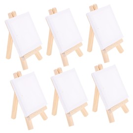 Operitacx Mini Canvas Easel Set 6-Pack Wooden Painting Easels Sturdy Portable Great for Beginners Boys and Girls Art Classes Dorms