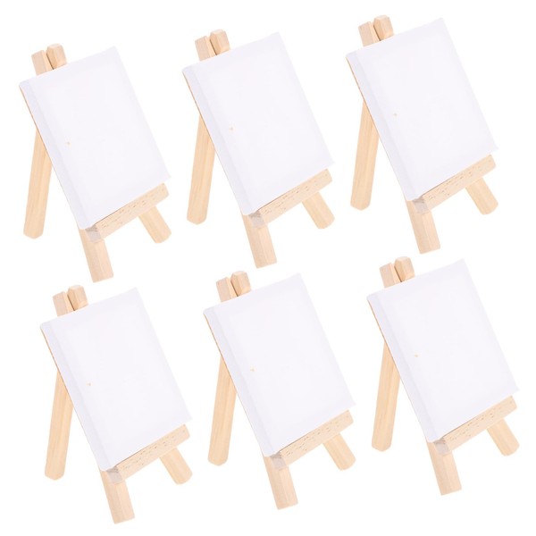 Operitacx Mini Canvas Easel Set 6-Pack Wooden Painting Easels Sturdy