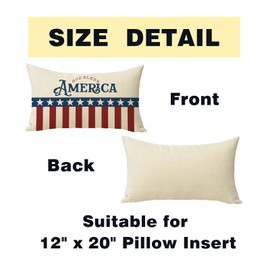 FBCOO 4th of July American Patriotic Decorative Lumber Pillow Cover 12x20 Set of 4, USA Star Stripe God Bless America United States Est.1776 Cushion Case Home Decor with Liberty and Justice for All