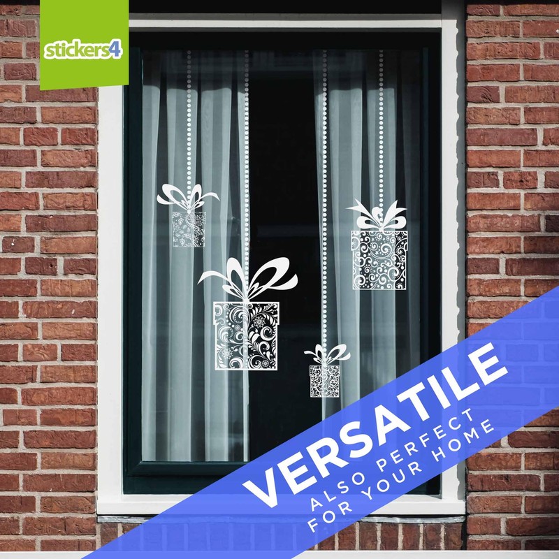 Christmas Window Stickers - Xmas Present Hanging Bauble Window Cling