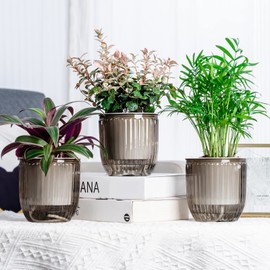 Josteve 4.5 Inch 3 Pcs Self Watering Hanging Planter Indoor Plant Hanging Pots Drainage Holes, Outdoor Small Hanging Planters Flower Pot Basket, Visible Water Level, Plant Hanger Home Decor, Gardening