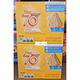 Fiber NOW Millville 70 Calories Soft Baked Bars Lemon 5.29oz 150g (Two Boxes)