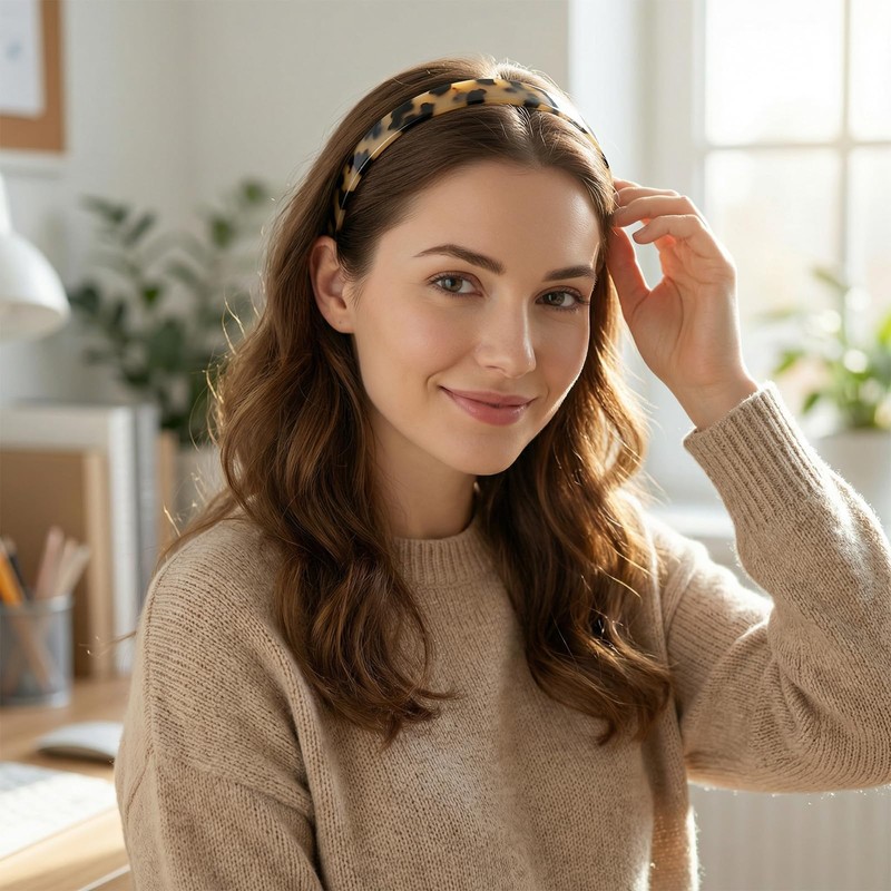 2 Pack Headbands for Women Tortoise Shell Hair Band Acetate