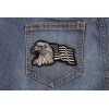 Ivamis Eagle With Waving Flag Black Silver Patriotic Iron on