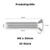 ORTAVA Countersunk Screws M6 x 30 mm, M6 Countersunk Screws