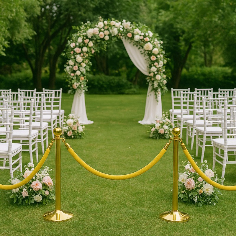 6PCS Gold Stanchion Rope 5FT — Golden Thick VIP Ropes
