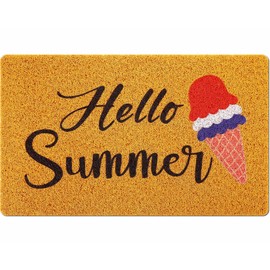 Mindsoft 4th of July Doormat Hello Summer Welcome Mat USA Patriotic Welcome Doormat Independence Day Door Mat Memorial Day Front Door Rug for Home Indoor Holiday Decoration 18 x 30 Inch