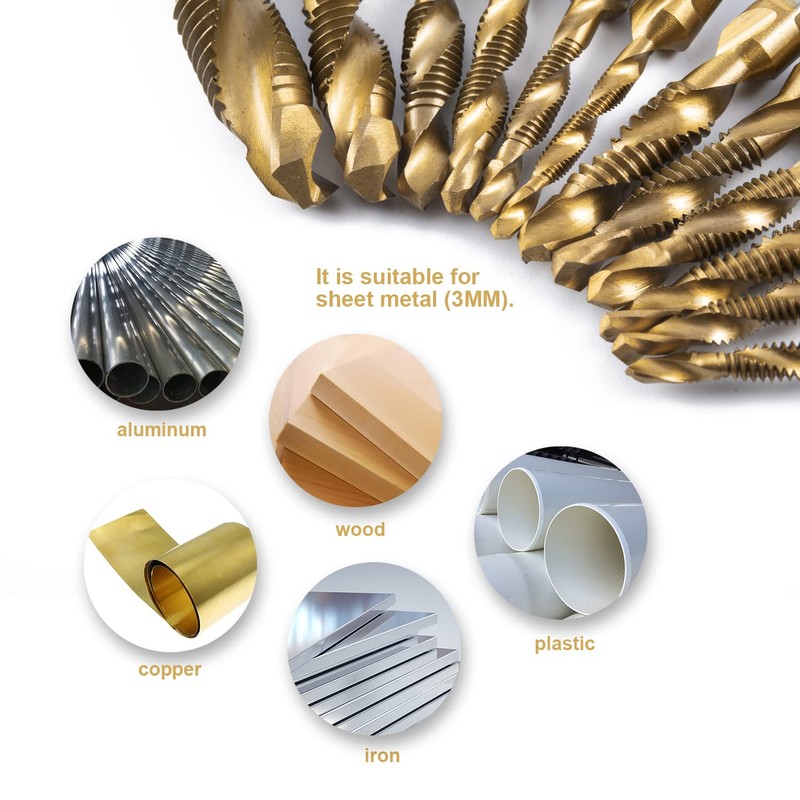 HIDOTOL Titanium Combination Drill and Tap Bits Set with Quick