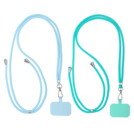 PATIKIL Smart Phone Lanyards, 2 Pack Universal Cell Phone Lanyards Adjustable Phone Strap Crossbody Lanyard Patch with Neck Strap Fits Most Smartphones, Light Blue, Mint Green