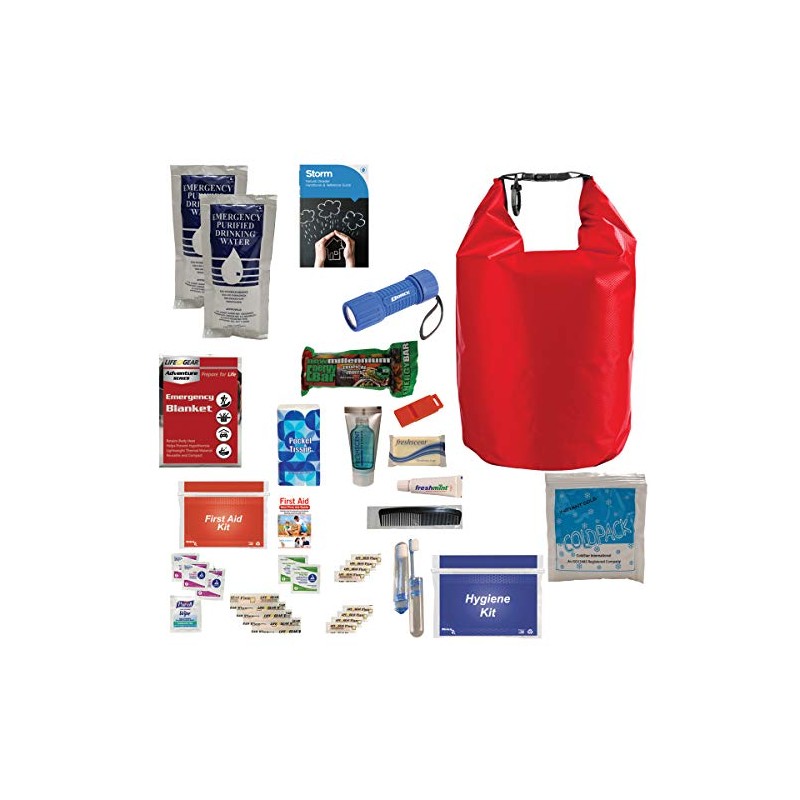 Dry Bag Survival Kits for one Person Emergency, Waterproof (Red)