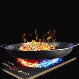 Happyyami Frying Concave Pan Stainless Steel Griddle Concave Discada Disc Cooker High Heat Cooking Skillet Heavy Duty Comal Para Freir for Home Kitchen Supplies