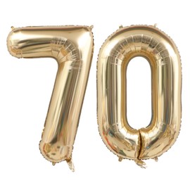 40 Inch Champagne Gold Number 70 Balloons，70th Birthday Decorations Supplies. (70)