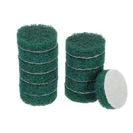 sourcing map 12pcs Scrubber Scouring Pads 180 Grits 2 Inch Drill Power Brush Hoop and Loop Surface Conditioning Disc Drill Scuffing Disc Scrub Pads for Home Kitchen Cleaning, Green