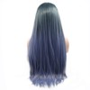 Blue Lace Front Wig Long Straight Ombre Blue Dark Roots