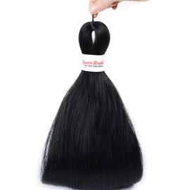 QUEEN BRAID 3+1 FREE MEGA Value Pack braiding hair for women Pre-stretched Braiding Hair Professional Easy Crochet Braid Hair Perm Fiber Hot Water Setting 26inch Soft Synthetic Braiding Hair Extension for Twist Senegalese Crochet Hair(26", 1#)