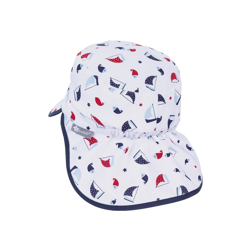 Sterntaler Girls' Peaked Cap with Neck Protection, White