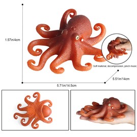 Bagima Squishy Animal Toy, Realistic Sea Animal Soft Toy Figures, Stress Relief, Soft Rubber Squeeze, Kawaii Cute Decompression Toy for Boys and Girls, Octopus
