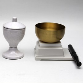 Soka Gakkai Mini Buddhist Altar, Peaceful Sound, Rustproof Phosphorus, Water Bottle, Set of 2, White