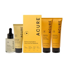 Acure | Kit Iluminador para atenuar la opacidad y el tono desigual | Rutina de Cuidado Facial: Limpiador, Exfoliante, Suero de Vitamina C y Crema de Día