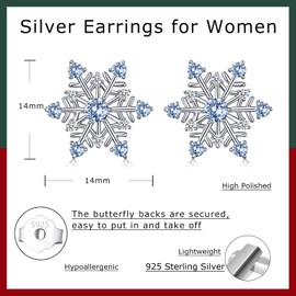 Glintara 925 Silver Christmas Stud Earrings, 925 Sterling Silver Christmas Stud Earrings, Silver Snowflake Elk Pearl Stud Earrings for Women, Hypoallergenic Sleeping Stud Earrings for Christmas for