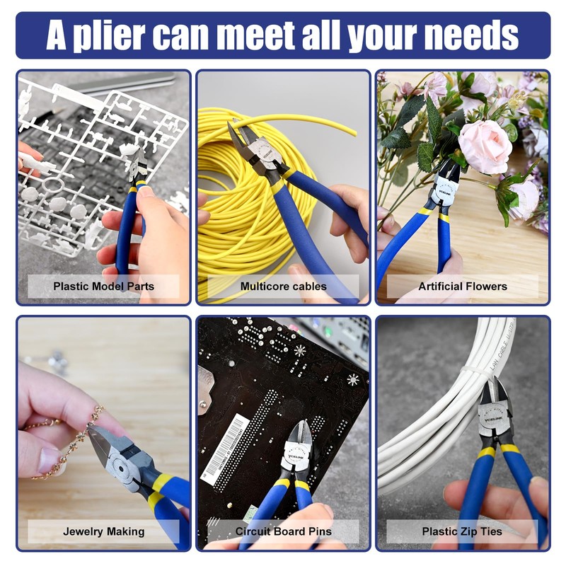 VCELINK Wire Cutters, 6 inch Side Cutters, Small Flush Cutters,