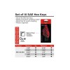 NIKATTO Set of 10 SAE Hex Keys 1.5mm - 10.0mm,