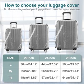 GigabitBest 3 Pieces Luggage Protector Covers Suitcase Cover Protector PVC Luggage Case Luggage Covers
