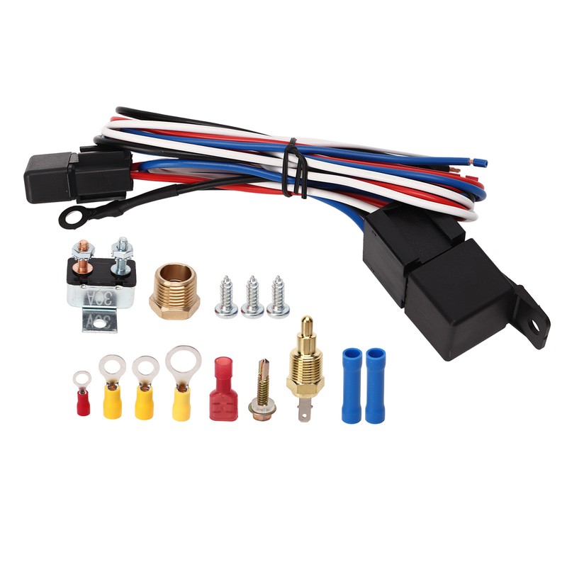 12V Electric Radiator Fan Thermostat Control Relay Wire Kit Complete