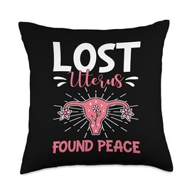 Hysterectomy Gifts Funny Hysterectomy Recovery Uterus Throw Pillow, 18x18, Multicolor